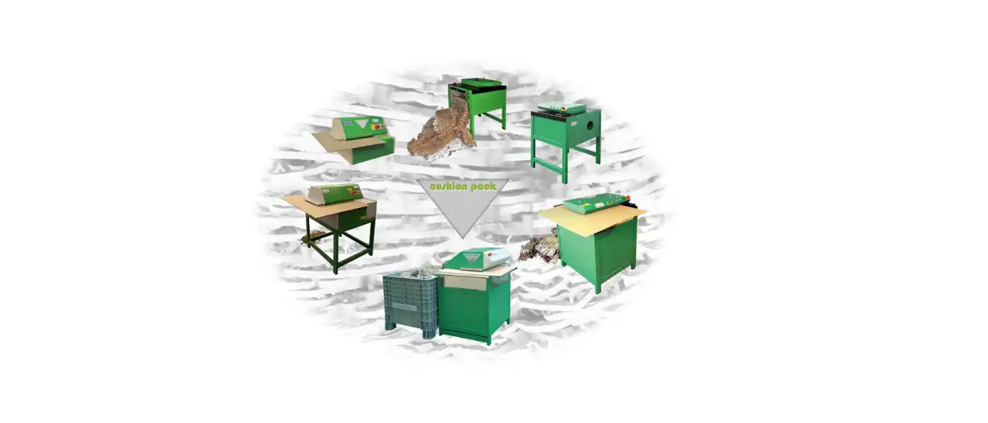 Cardboard shredding machine collage