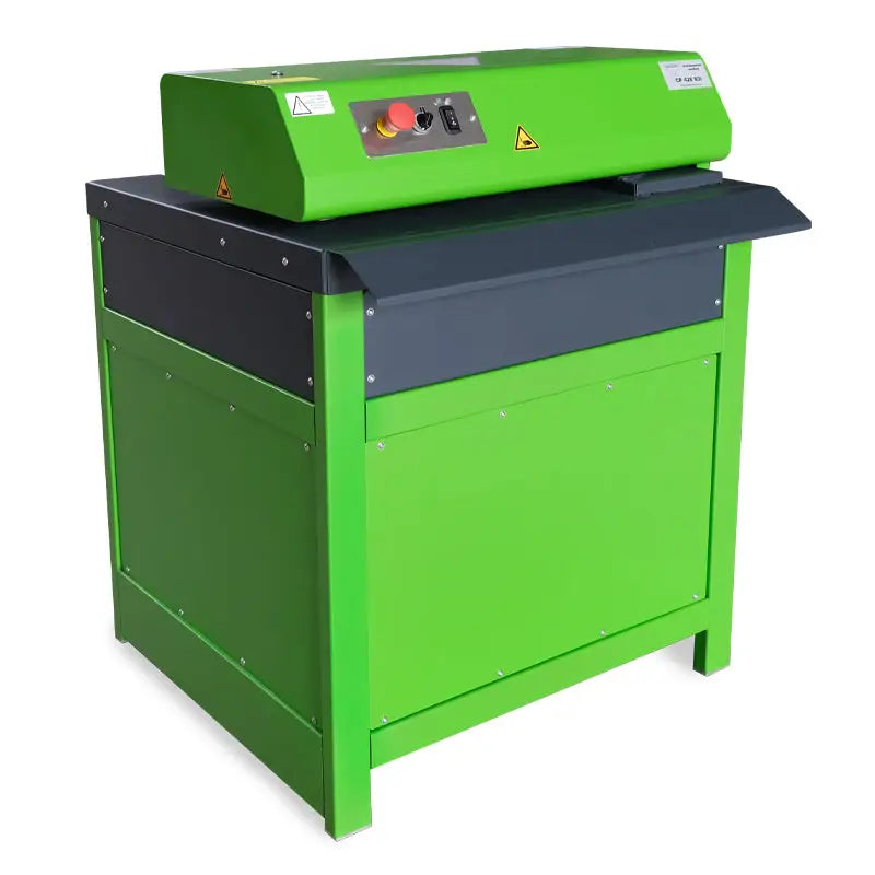 Green and gray laser engraving machine on Cp428s3i heavy duty cardboard box shredder for eco shred