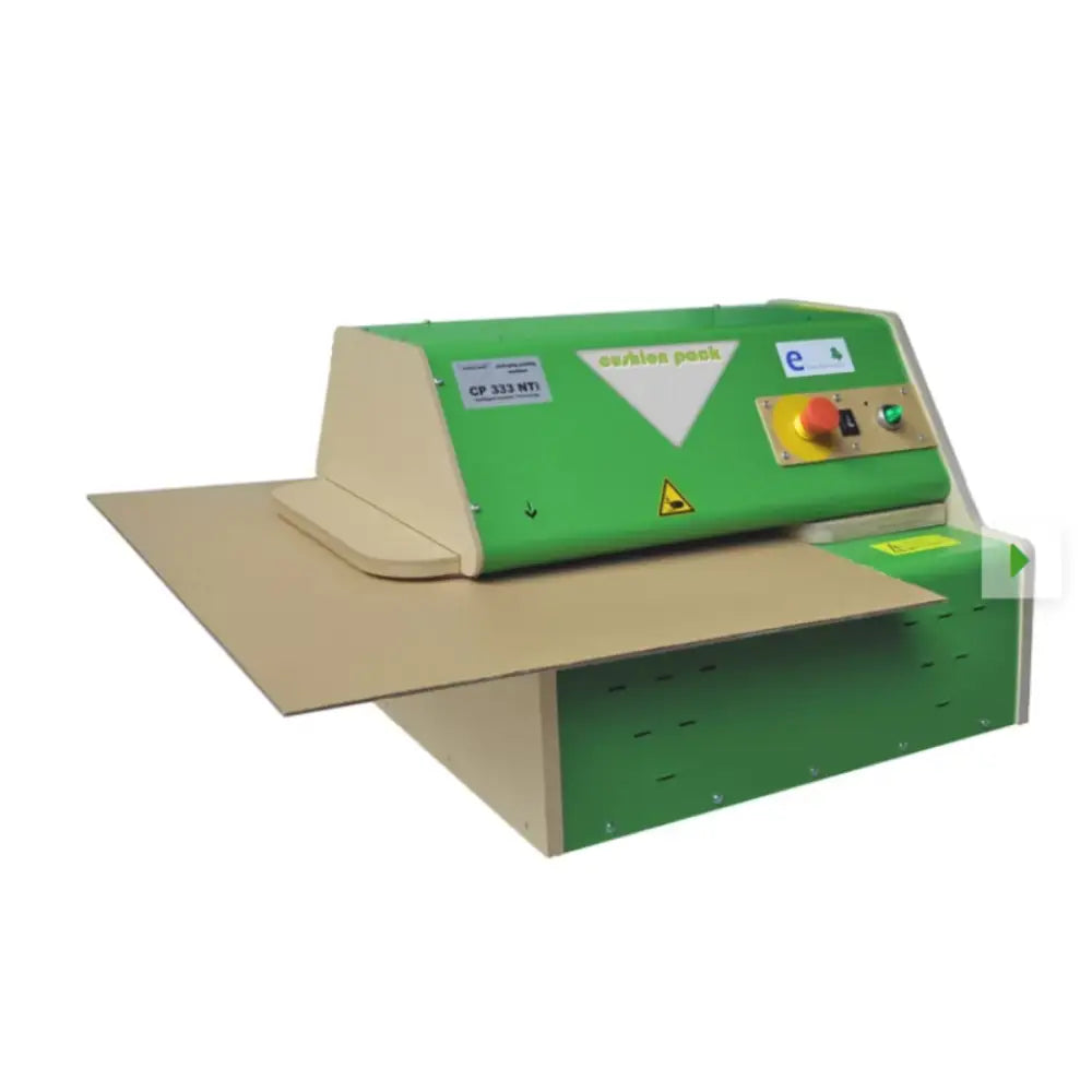 Green and beige Cushion Pack CP333NTI eco-friendly cardboard sealing machine for sustainable packaging