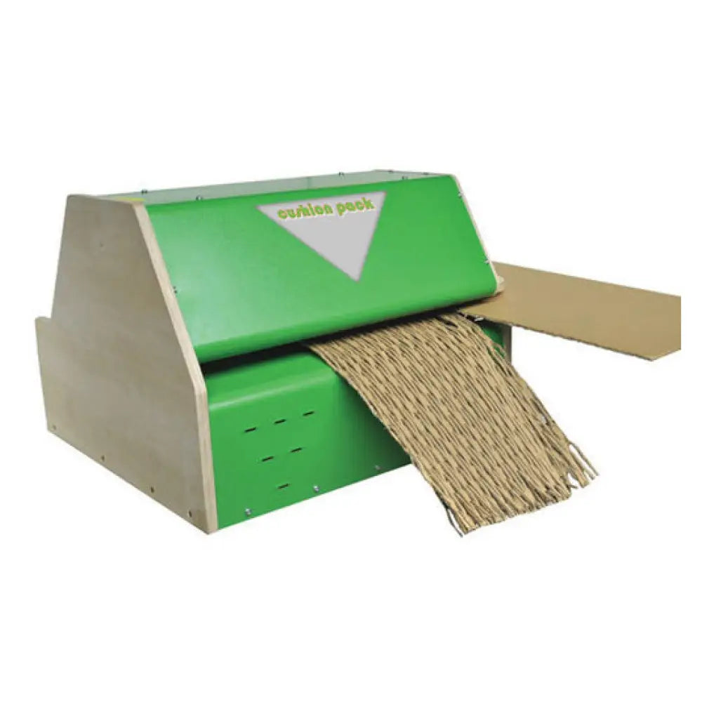 Green and tan cardboard shredder in Cushion Pack CP333NTI for eco-friendly packaging