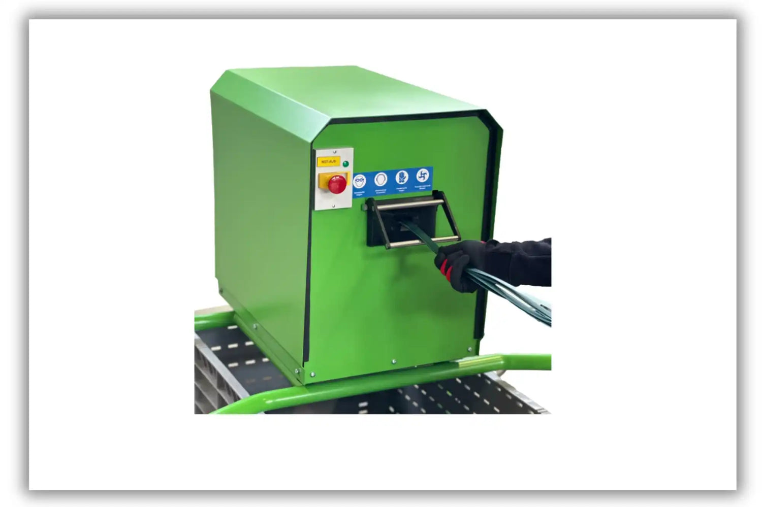 Green cable stripping machine.