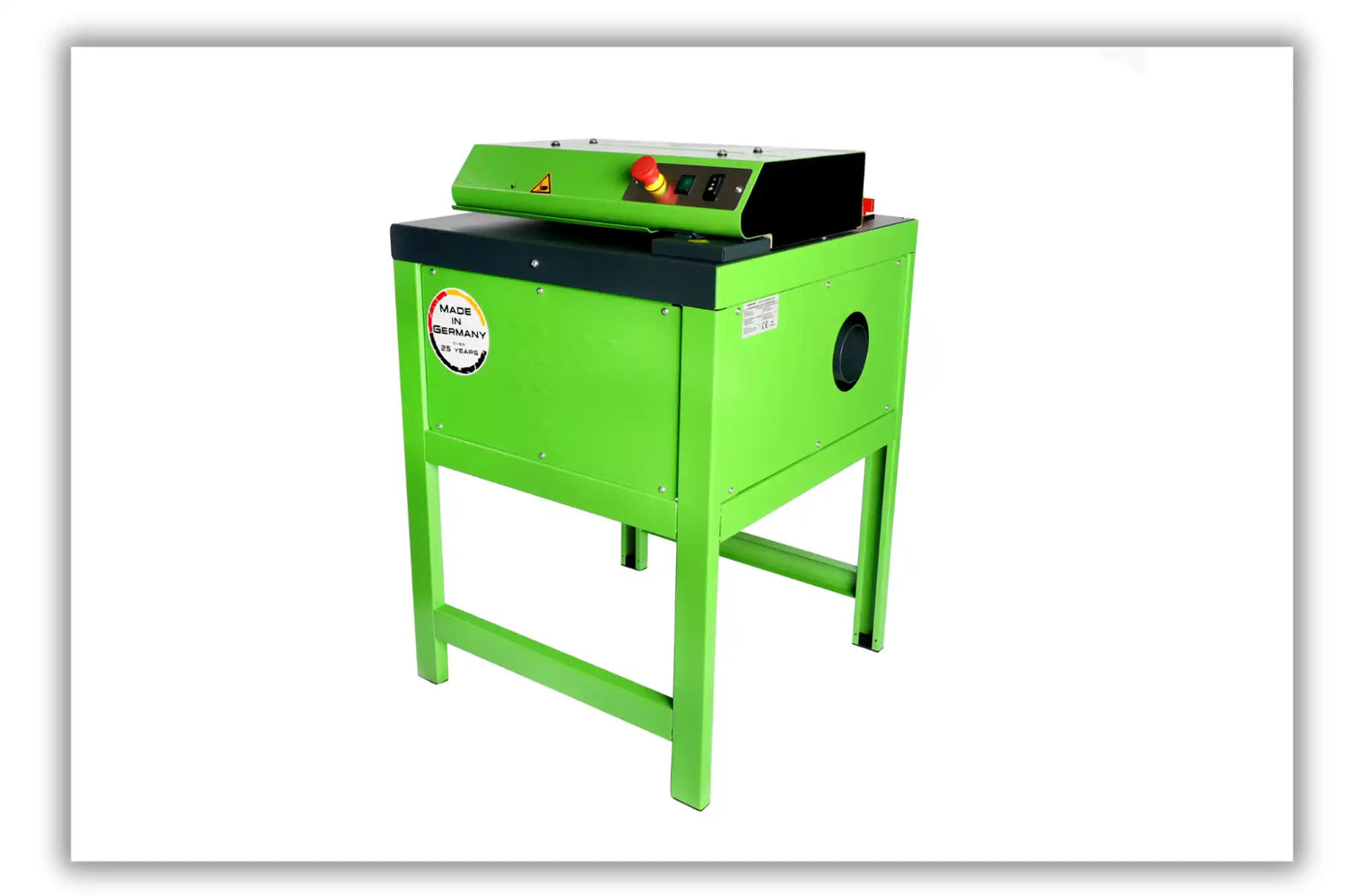 Green metal machine with controls.