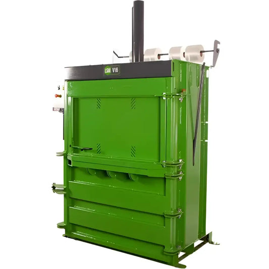 Green LSM V16 Mini waste baler for efficient size cardboard compacting