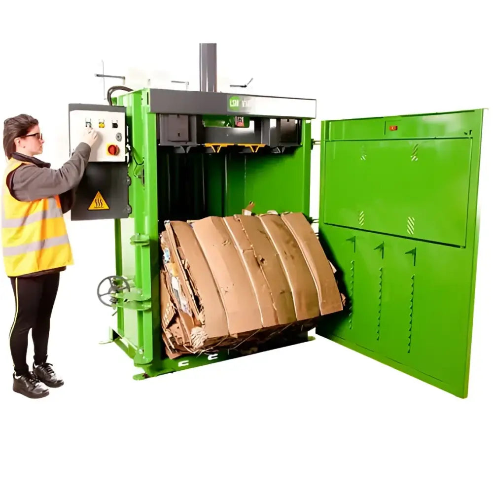 Green cardboard baler operated, V16 Mini waste baler for efficient size cardboard compacting